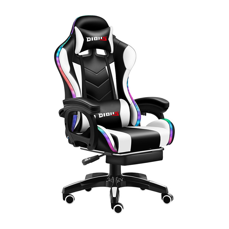 New Style PU Gaming Chair Factory Wholesale Leather Reclining Gamer Chair LED Light Bar Racer RGB Gaming Chair