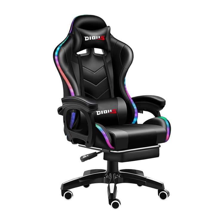 New Style PU Gaming Chair Factory Wholesale Leather Reclining Gamer Chair LED Light Bar Racer RGB Gaming Chair