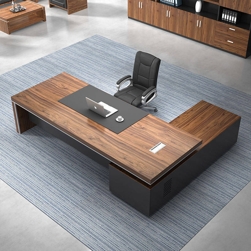 escritorio de oficina modern simple style MDF material L shape boss ceo executive office table desk with cabinet