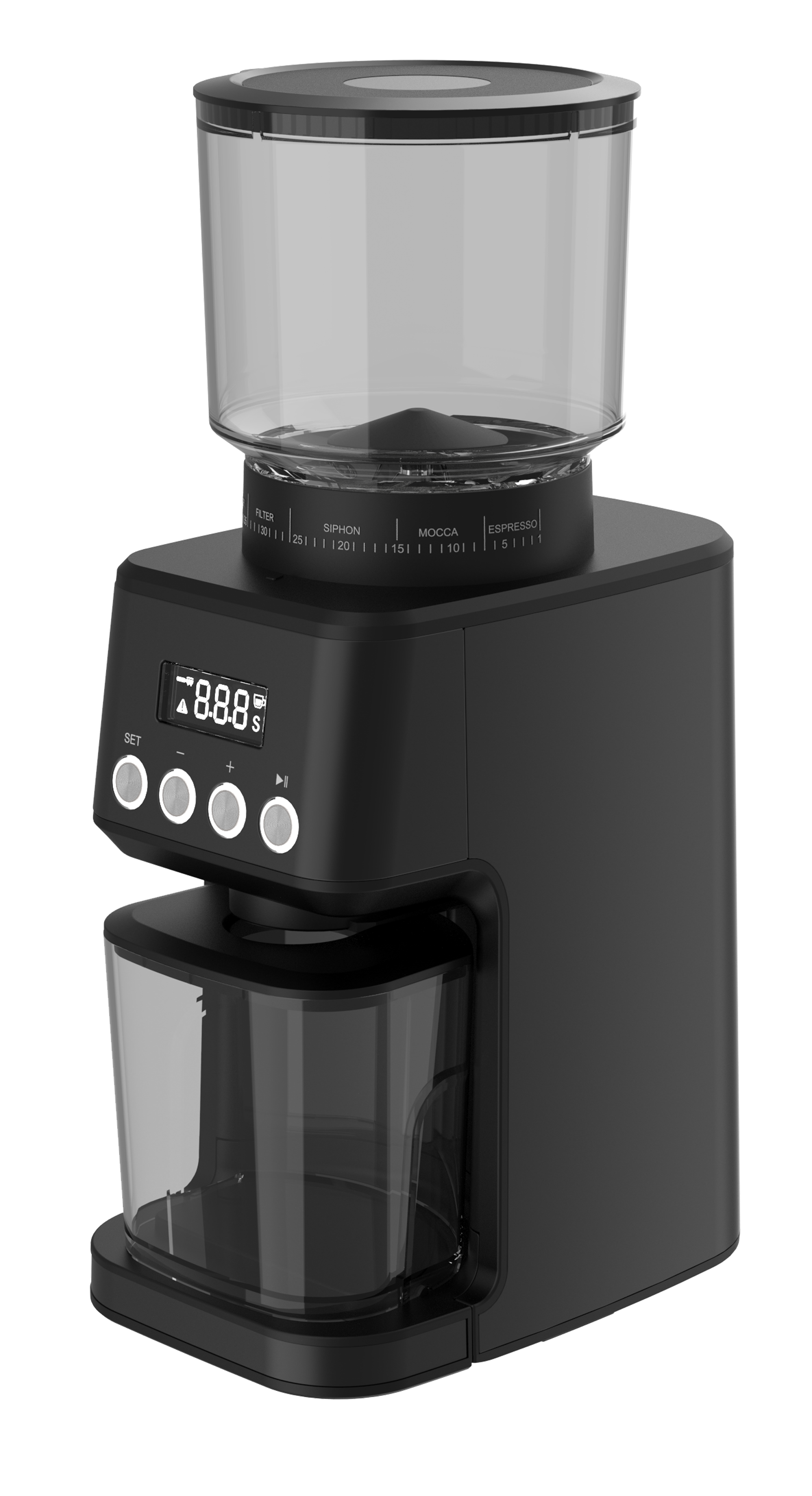 anti-statics coffee grinder with various grind settings