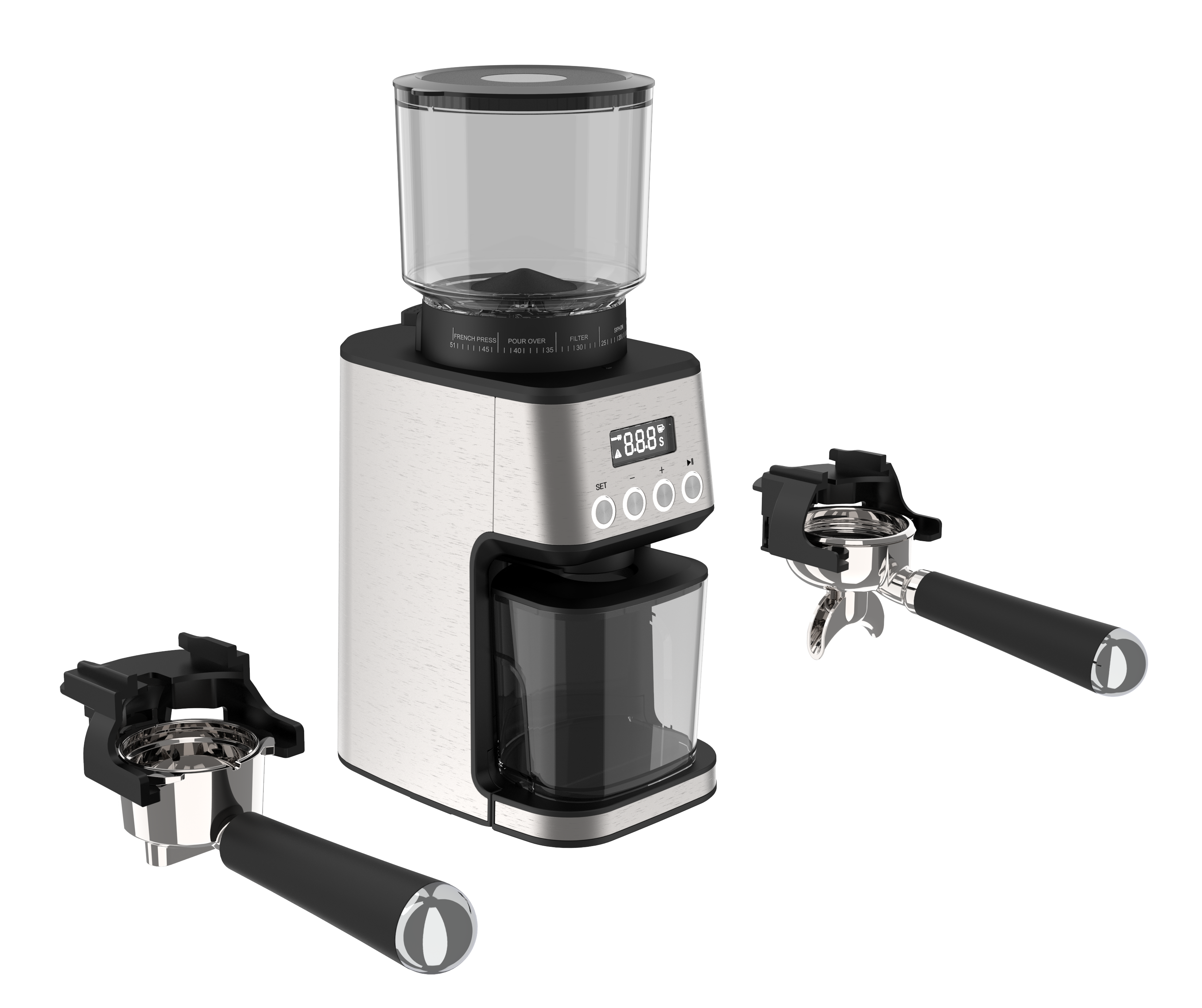 anti-statics coffee grinder with various grind settings