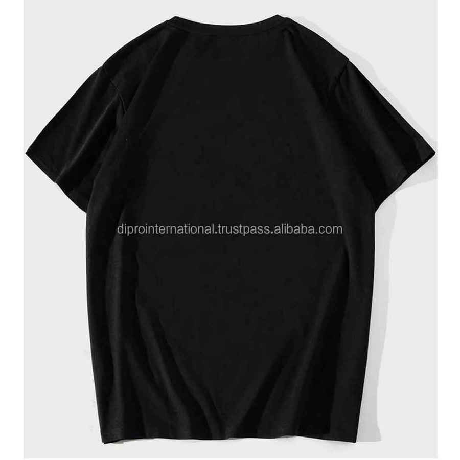 2024 Custom Men Summer Casual Tops Fashion Black Color Rhinestone Round Neck Short Sleeve T Shirt Tee Shirt Streetwear Clothing