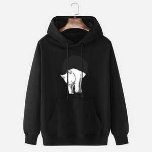 Wholesale Custom Oversized Man Pullover Hoodies Heavyweight Streetwear Fashion Men Hoodie Half Black Half White Hoodies Men