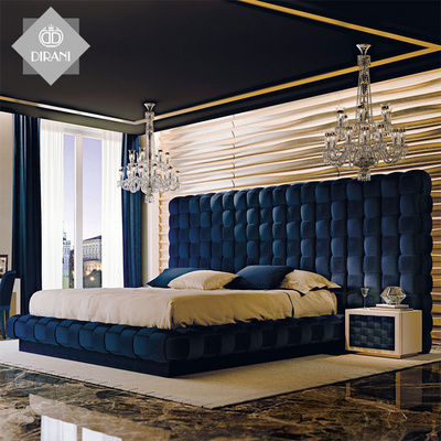 premium bedroom furniture letto lit bett king size bed frame Italian velvet tuft upholstered bed set modern double luxury beds