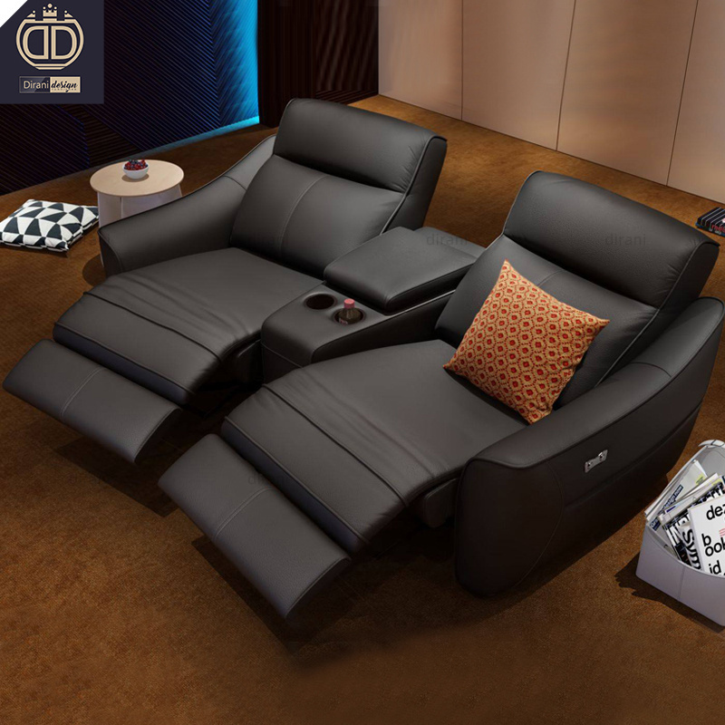 beige modern luxury genuine leather electric cinema recliner sofa home theater furniture sofa bed