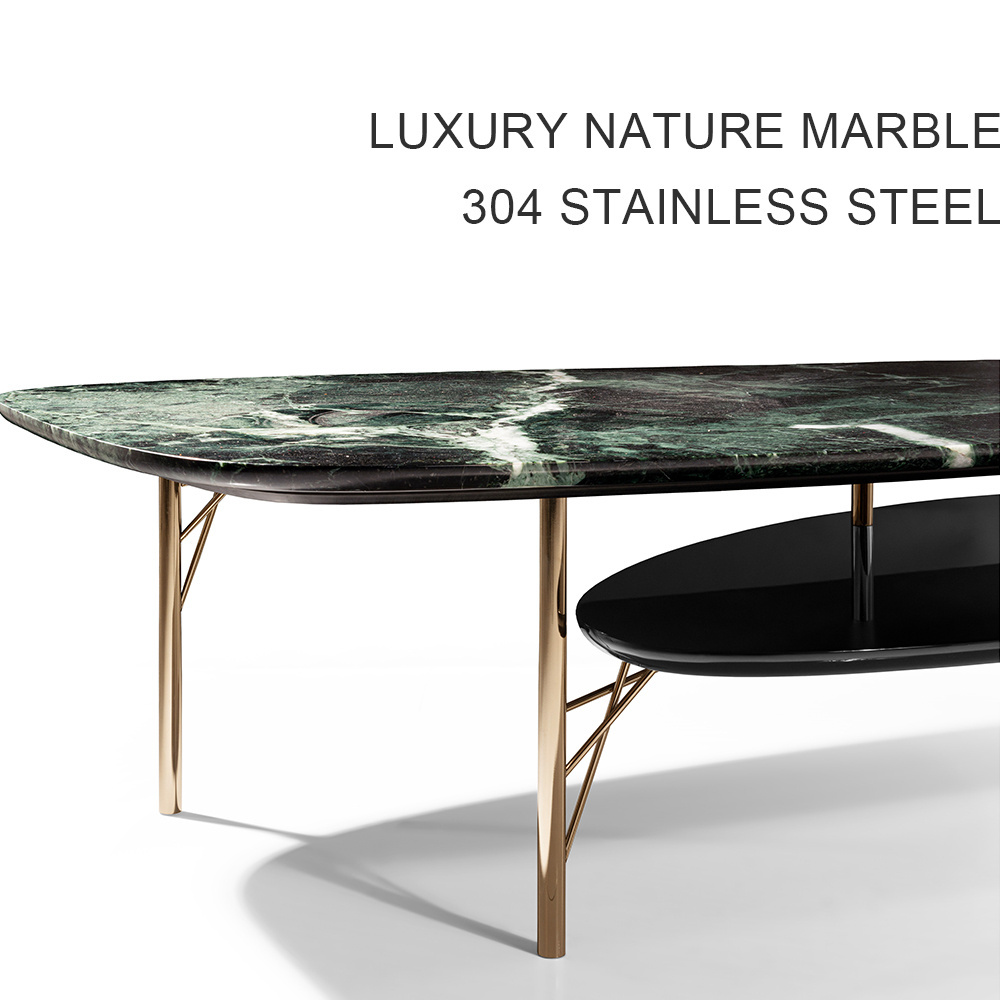 double layer irregular shape marble wood coffee table Italian unique design modern luxury coffee table