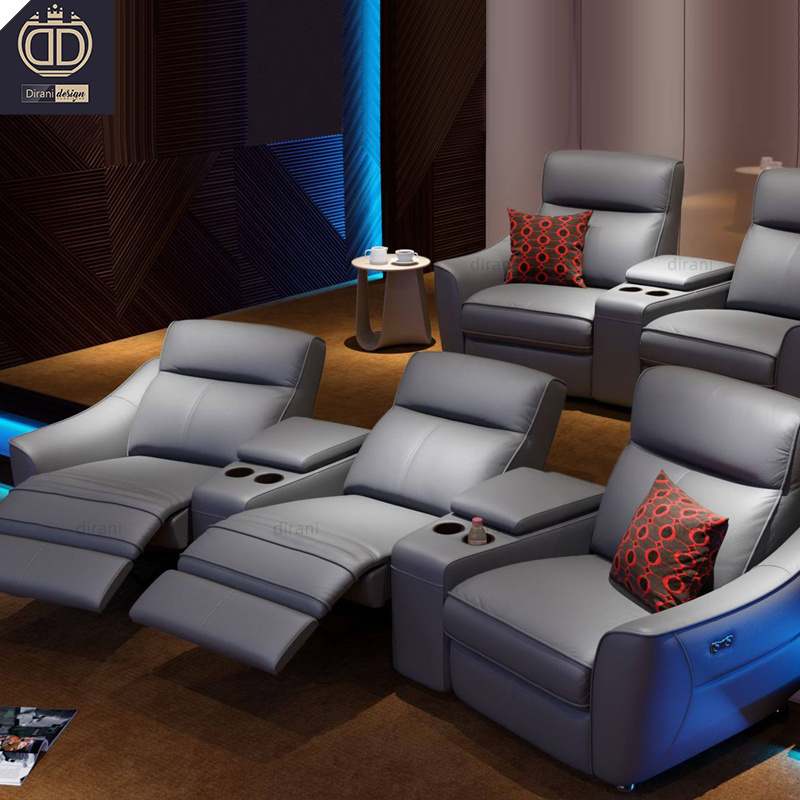 beige modern luxury genuine leather electric cinema recliner sofa home theater furniture sofa bed