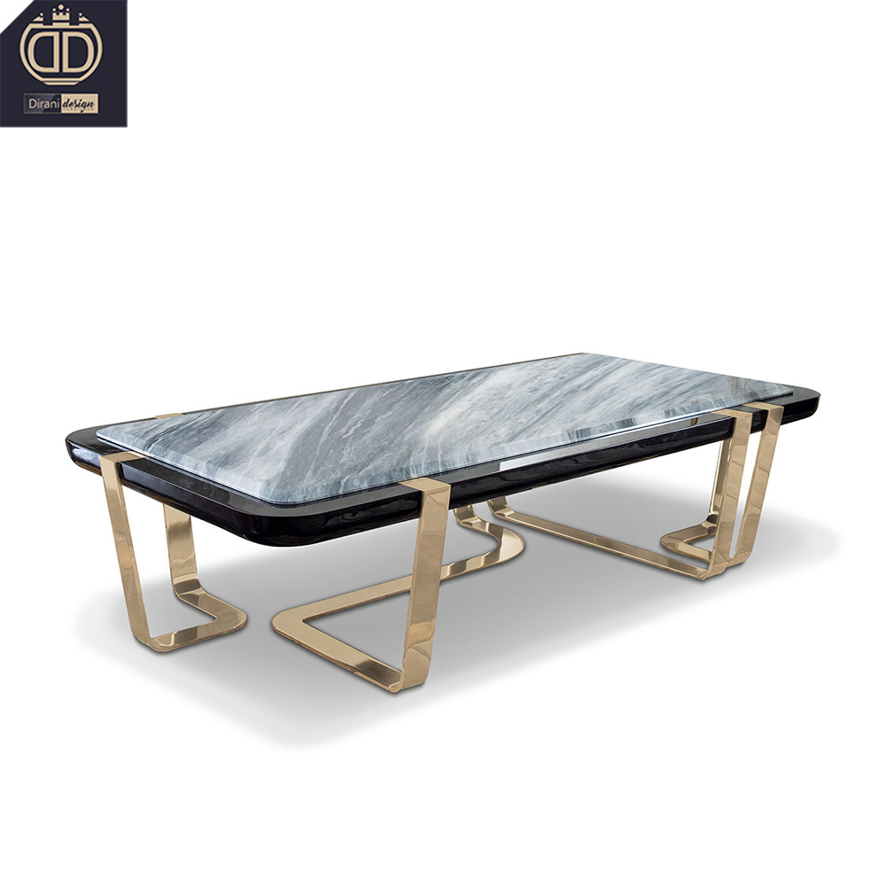 black wholesale table de cocktail rectangle stainless steel base marble modern luxury gold cocktail table