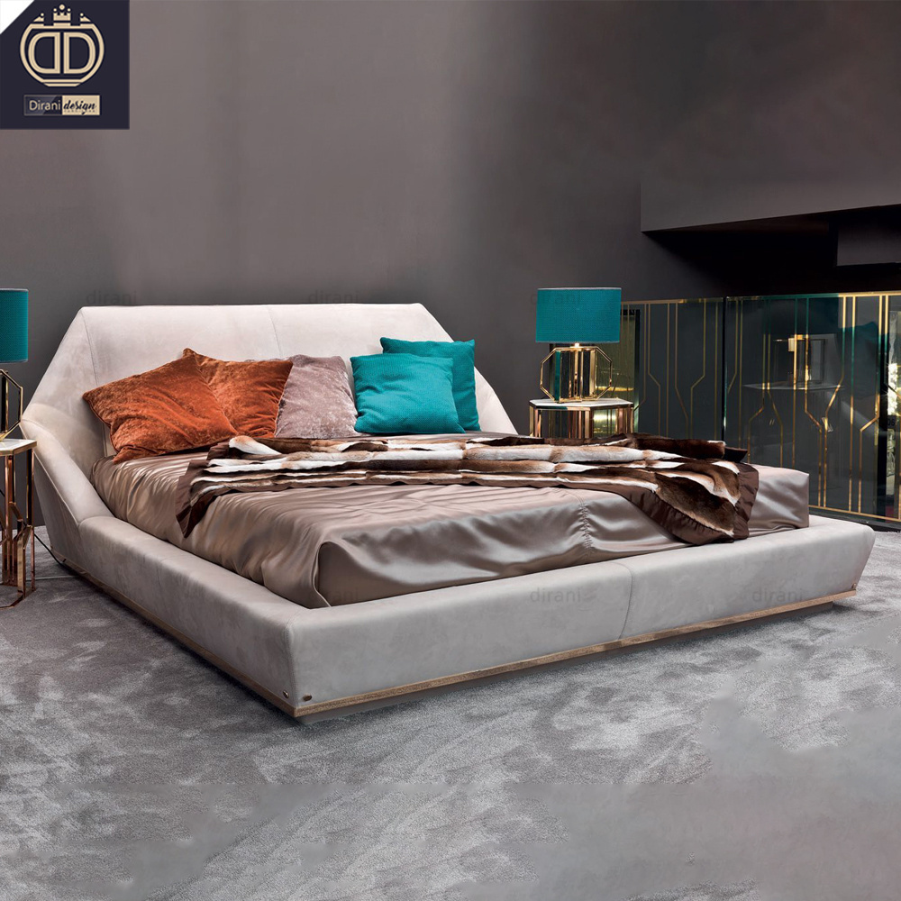 special design unique bed gray velvet leather diamond bed frame queen king size modern luxury diamond bed