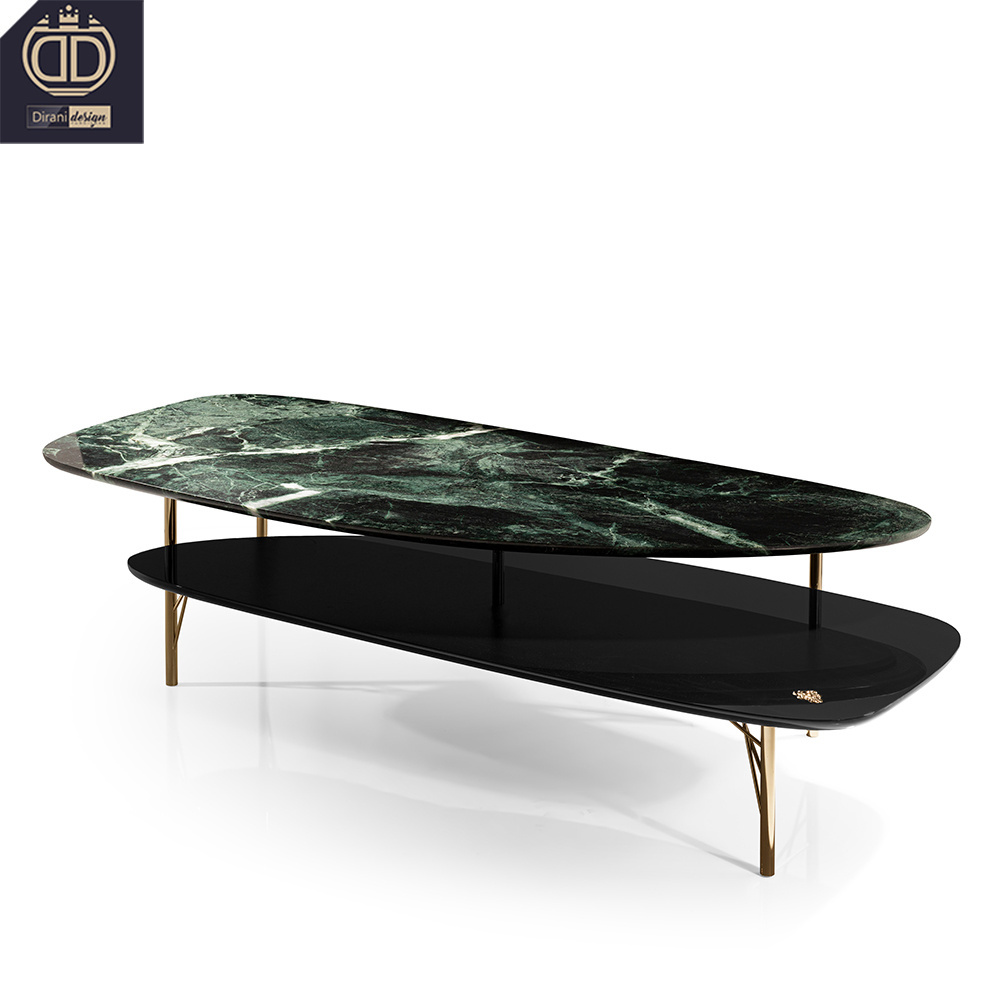 double layer irregular shape marble wood coffee table Italian unique design modern luxury coffee table