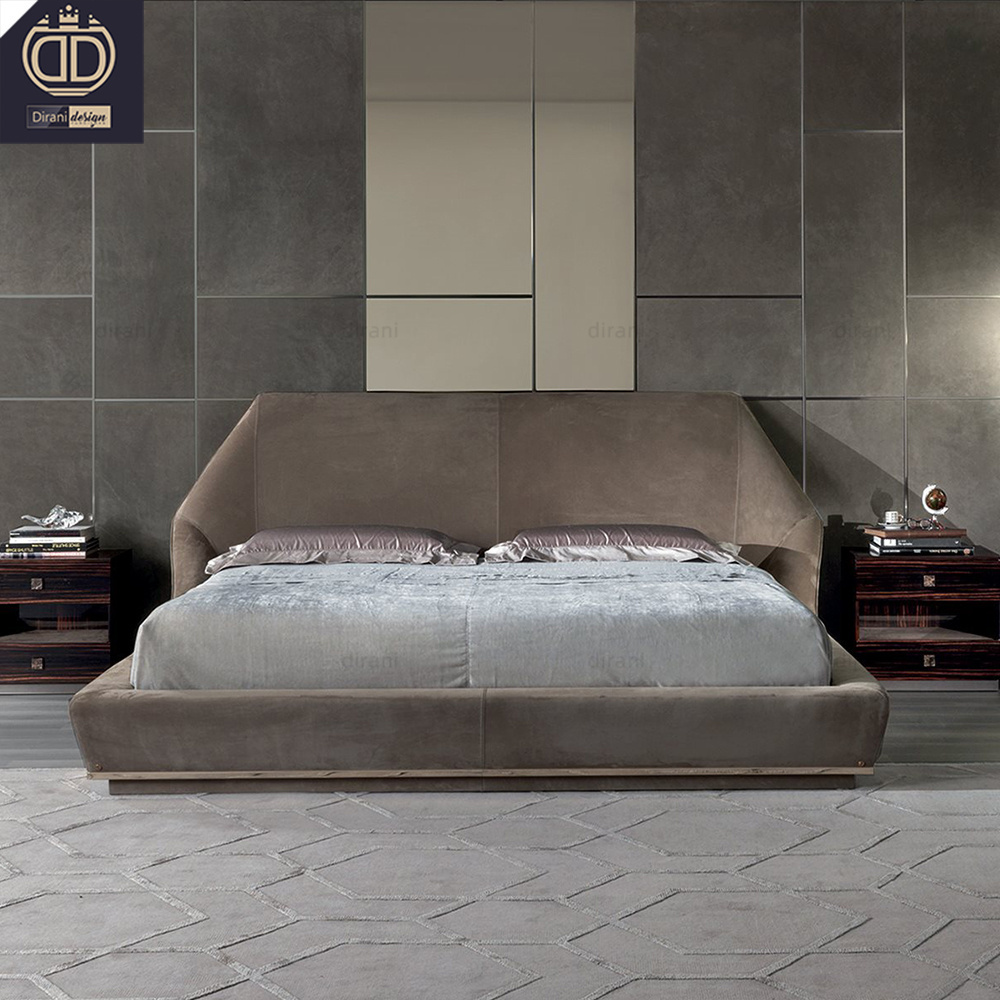 special design unique bed gray velvet leather diamond bed frame queen king size modern luxury diamond bed