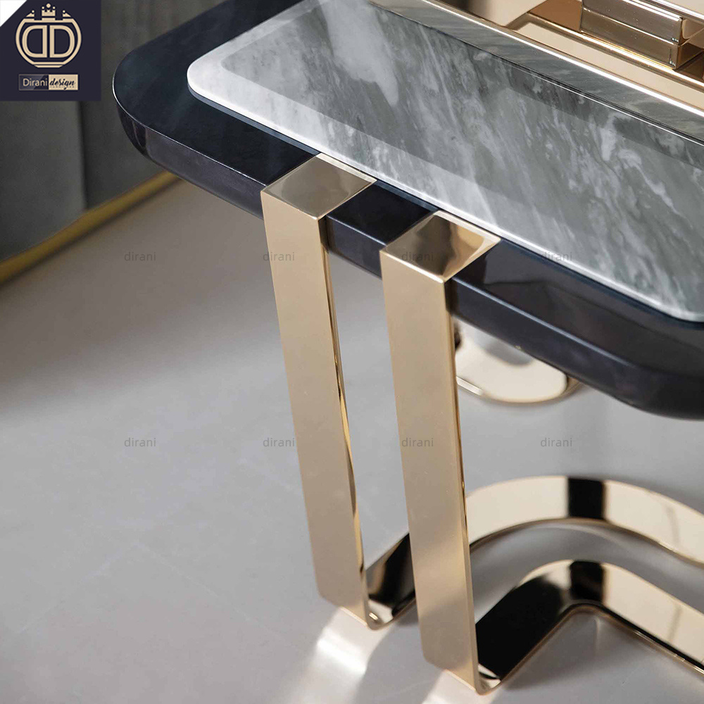 black wholesale table de cocktail rectangle stainless steel base marble modern luxury gold cocktail table