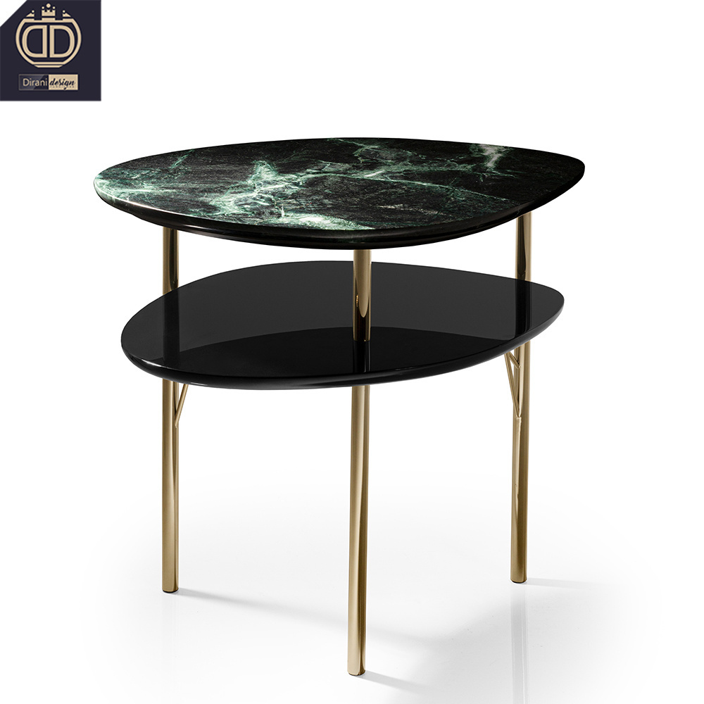 double layer irregular shape marble wood coffee table Italian unique design modern luxury coffee table