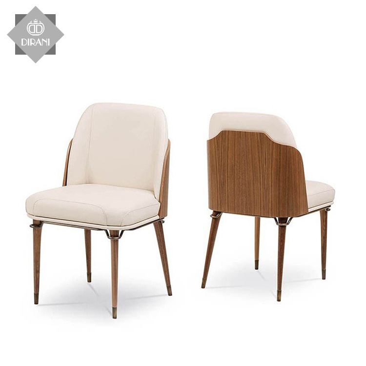 luxury wooden furniture dining chair high quality brown wood legs leather cover home use dining chairs