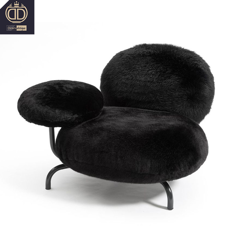 High End Black Powder Puffs Edar Caress Soft Hand Shape Sofa Ecological Fur Special Design Cipria Sofa