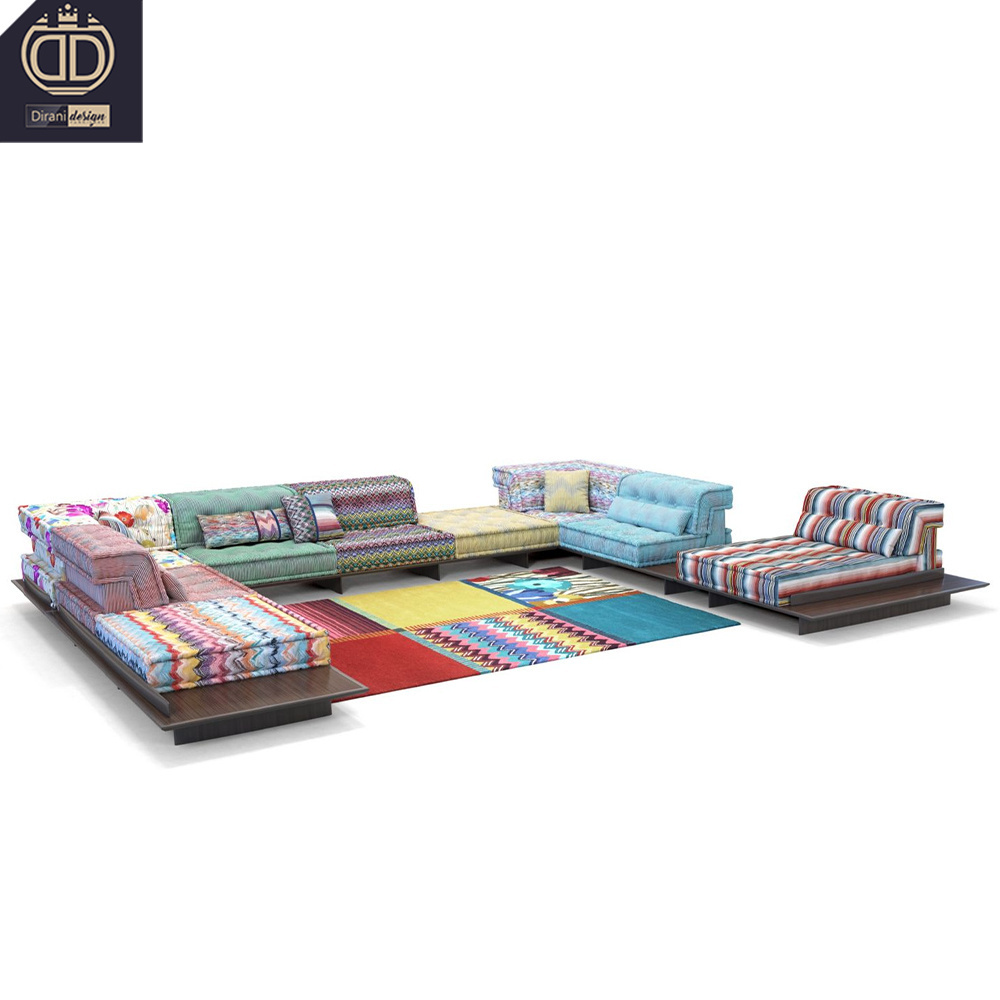 best-seller customizable floor multi color fabric sectional sofa living room canape roche bobois divano mah jong sofa