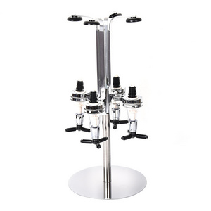 Rotating 4-Bottle Liquor Dispenser, Bar Butler Cocktail Shaker Wine Holder Alcohol Drink Shot Revolving Whisky Liquor Dispenser