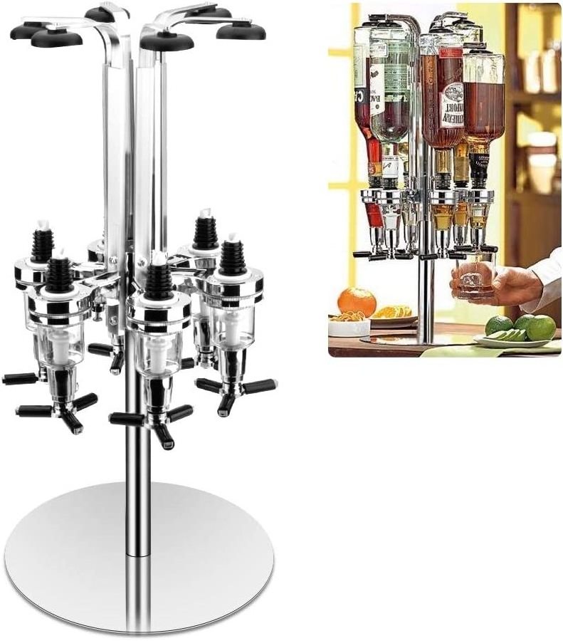 6 bottles Bar Butler Wall Mounted Liquor Dispenser Liquor Bottle Holder,Revolving Alcohol Caddy Beer Cocktail Soda dispenser