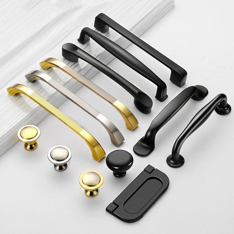 Daiye modern furniture kitchen zinc door handle solid brushed brass cabinet pulls