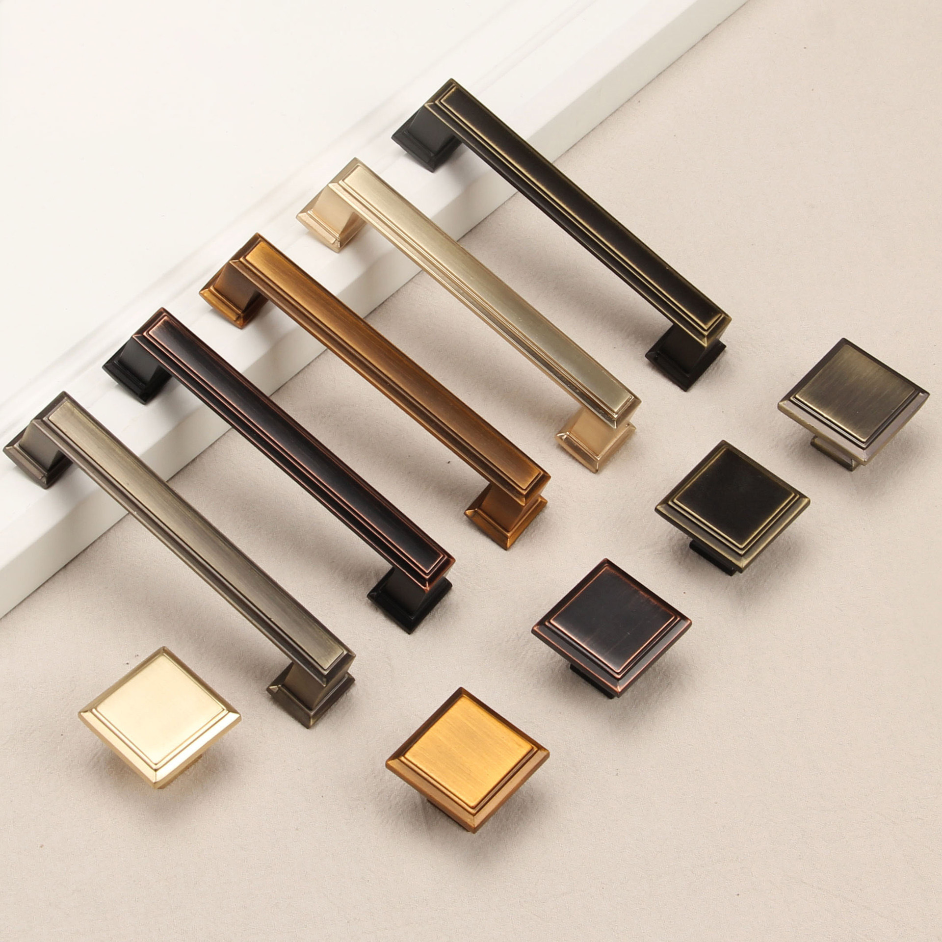 Wholesale Furniture Cabinet Handle Pulls Square Classical Bathroom Door Knobs Kitchen Cupboard Handles