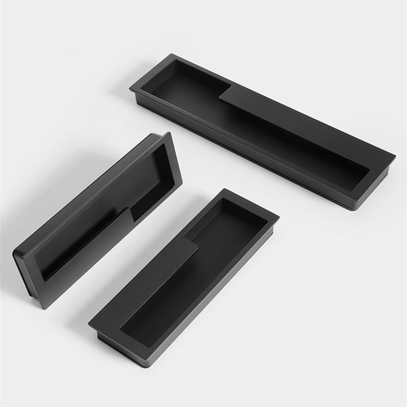 Modern Gold Black Sliding Hidden Furniture Hardware Cabinet Handles Knobs Wardrobe Door Pulls