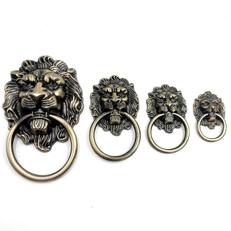 Luxurious Lion Head Round Ring Furniture Hardware Brass Gold Cabinet Door Handle pulls