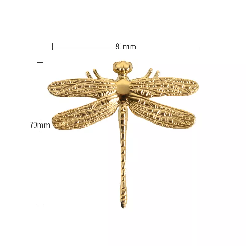 Brass Dragonfly Furniture Decoration Handles Gold Drawer Cabinet Door Cupboard Wardrobe Dresser Pulls Knobs