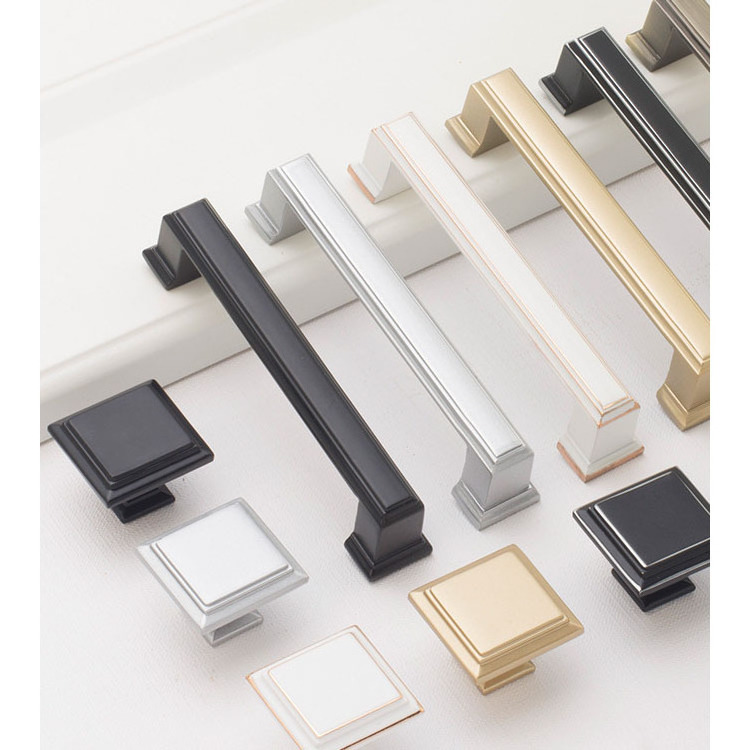 Cabinet Handles Modern Square Furniture Hardware Stainless Steel Kitchen Door Knob Cupboard Wardrobe Drawer Pulls