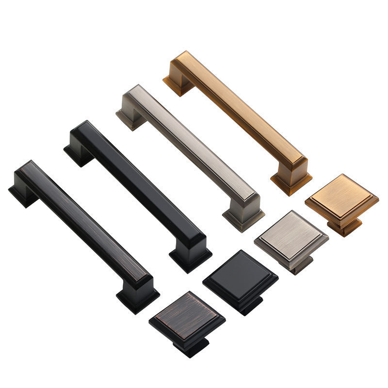 Cabinet Handles Modern Square Furniture Hardware Stainless Steel Kitchen Door Knob Cupboard Wardrobe Drawer Pulls