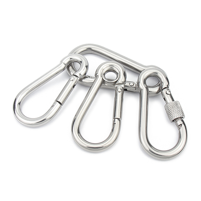 Customized Security Buckle Gourd Spring Hook Stainless Steel Carabiner Snap Hook With Eyelet