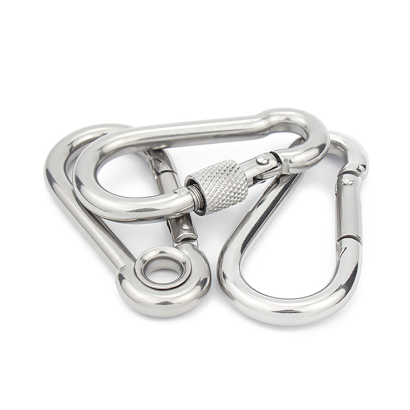 Customized Security Buckle Gourd Spring Hook Stainless Steel Carabiner Snap Hook With Eyelet