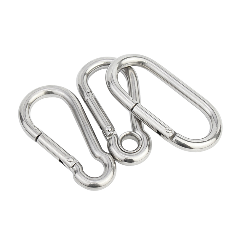 Customized Security Buckle Gourd Spring Hook Stainless Steel Carabiner Snap Hook With Eyelet