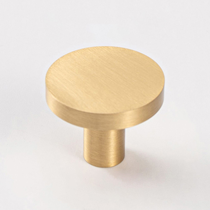 Brass furniture round handle drawer wardrobe door knob bookcase dresser simple small pulls single hole cabinet handle