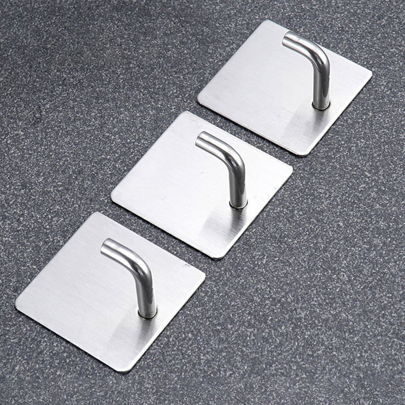 Matte Silver Wall Hook Stainless Steel Towel Coat Clothes Hooks Self Adhesive Holders For Hanging Clothes Bathroom Hook