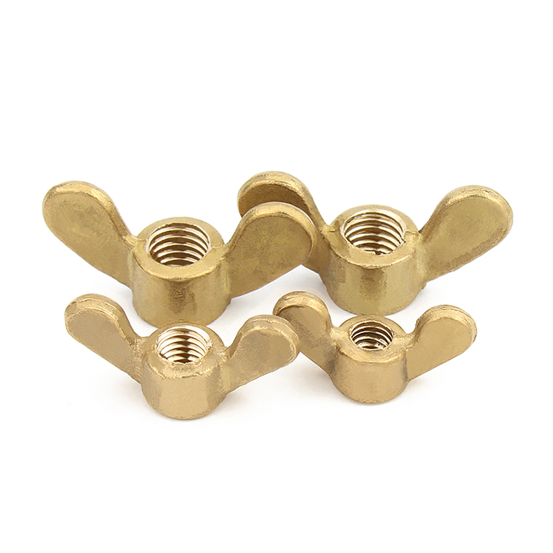 Fasteners Factory Yellow Brass Copper Brass Wing Nut Wing Butterfly Nuts Din315 With Rounded Rectangular Wing