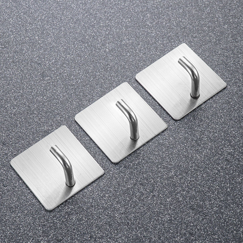 Matte Silver Wall Hook Stainless Steel Towel Coat Clothes Hooks Self Adhesive Holders For Hanging Clothes Bathroom Hook