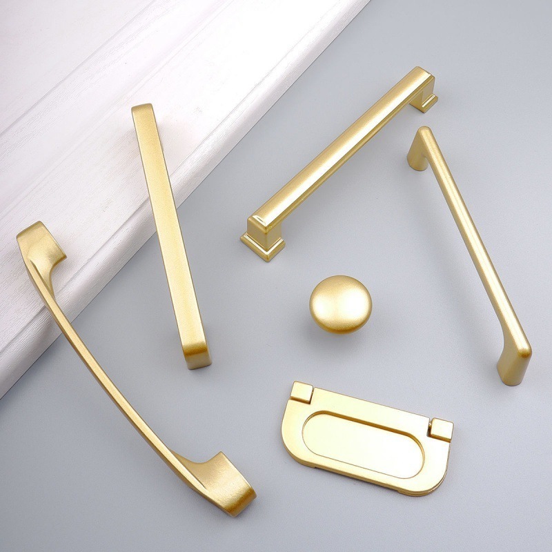 Furniture Decorative Drawer Wardrobe Door Pulls Handle Knob Kitchen Hardware Brushed Brass Gold Cabinet Handles