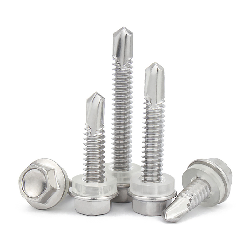 Stainless Steel Hex Head Tek Wood Galvanized Screws Hex Self Drilling Roofing Screws With Rubber Washer