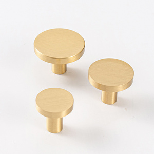 Brass furniture round handle drawer wardrobe door knob bookcase dresser simple small pulls single hole cabinet handle