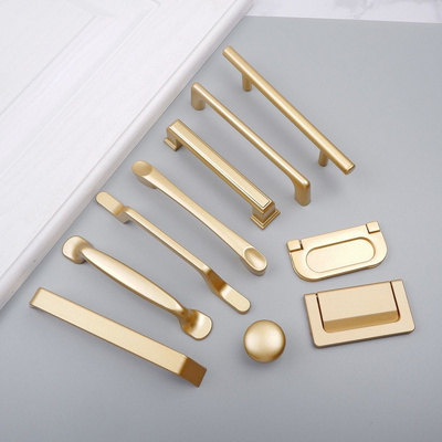 Furniture Decorative Drawer Wardrobe Door Pulls Handle Knob Kitchen Hardware Brushed Brass Gold Cabinet Handles