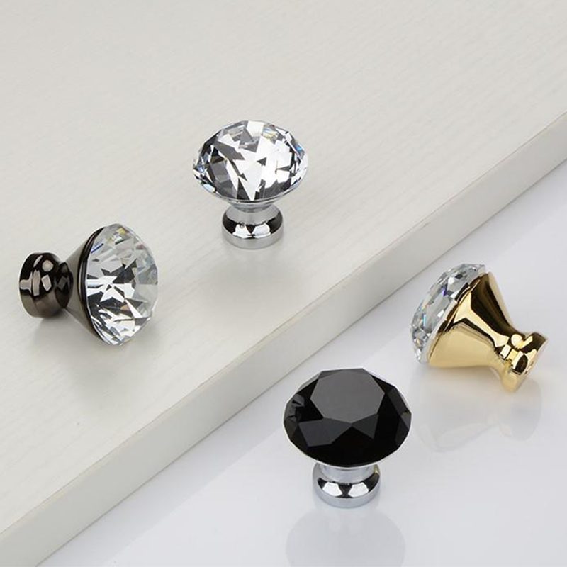 30mm 40mm 50mm Crystal Furniture Handle Knobs Dresser Glass Crystal Cabinet Knobs Handles