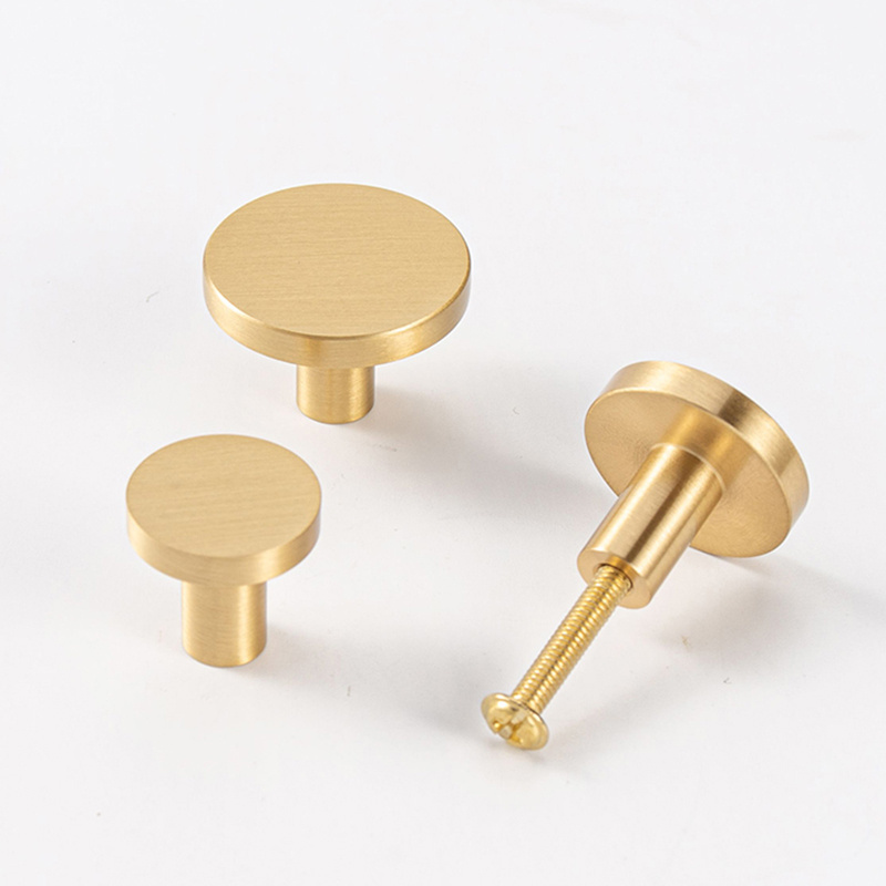 Brass furniture round handle drawer wardrobe door knob bookcase dresser simple small pulls single hole cabinet handle