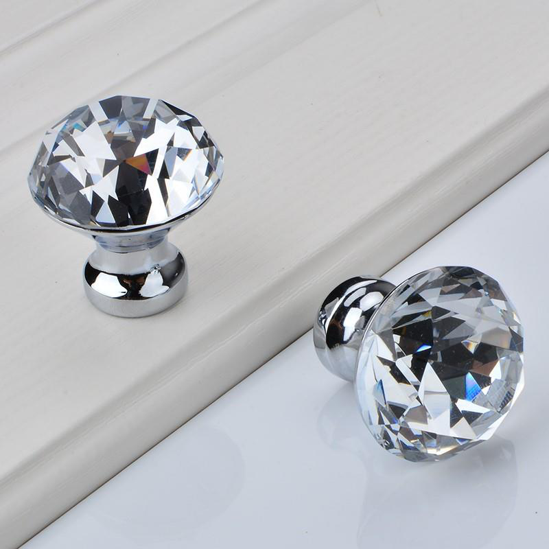 30mm 40mm 50mm Crystal Furniture Handle Knobs Dresser Glass Crystal Cabinet Knobs Handles