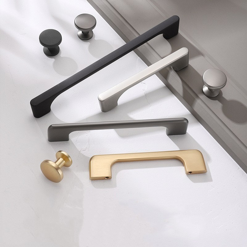 American Simple Furniture Hardware Handles Black Zinc Alloy Drawer Knobs Wardrobe Cupboard Pulls