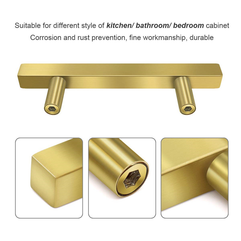 Golden Cabinet Handle Brushed Stainless Cupboard Steel Kitchen Door Knob bedroom Furniture Drawer Hardware Pulls Bar Handle