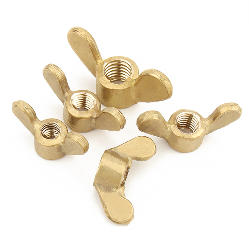 Fasteners Factory Yellow Brass Copper Brass Wing Nut Wing Butterfly Nuts Din315 With Rounded Rectangular Wing