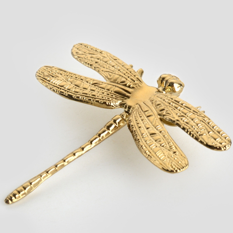 Brass Dragonfly Furniture Decoration Handles Gold Drawer Cabinet Door Cupboard Wardrobe Dresser Pulls Knobs