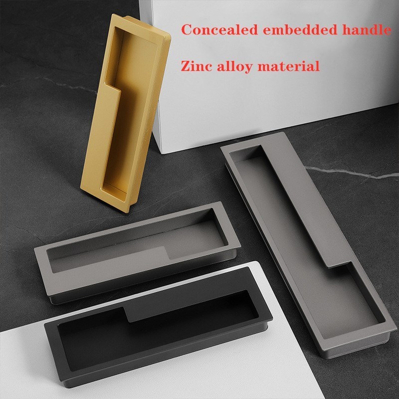 Modern Gold Black Sliding Hidden Furniture Hardware Cabinet Handles Wardrobe Door Pulls Drawer Knobs