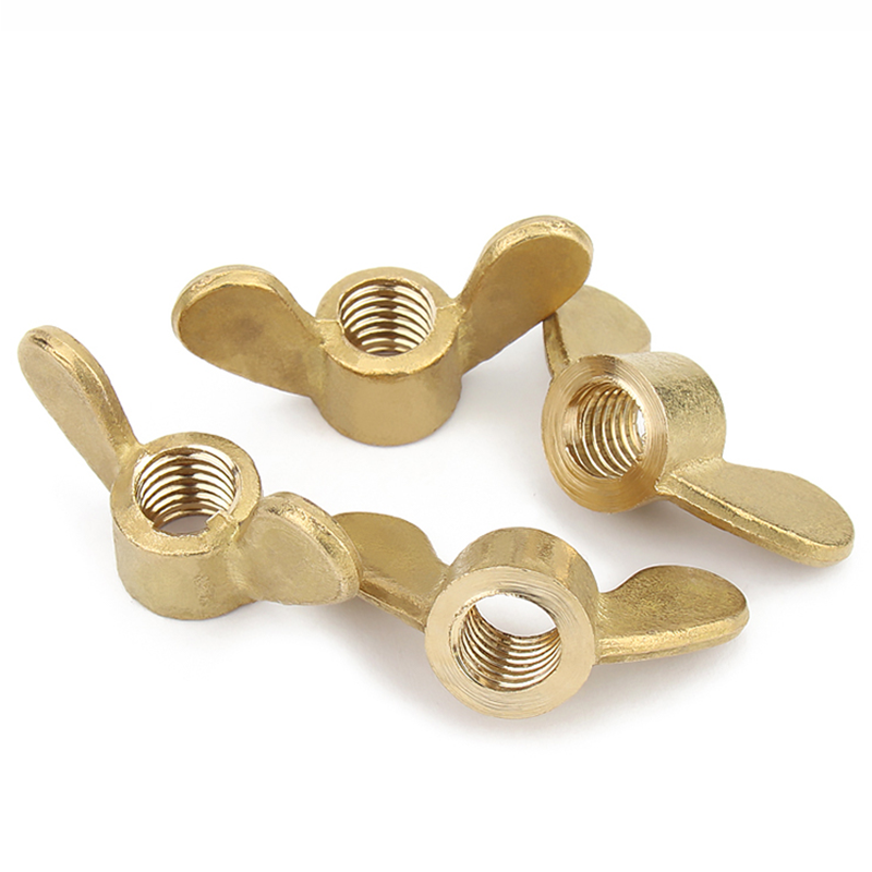 Fasteners Factory Yellow Brass Copper Brass Wing Nut Wing Butterfly Nuts Din315 With Rounded Rectangular Wing