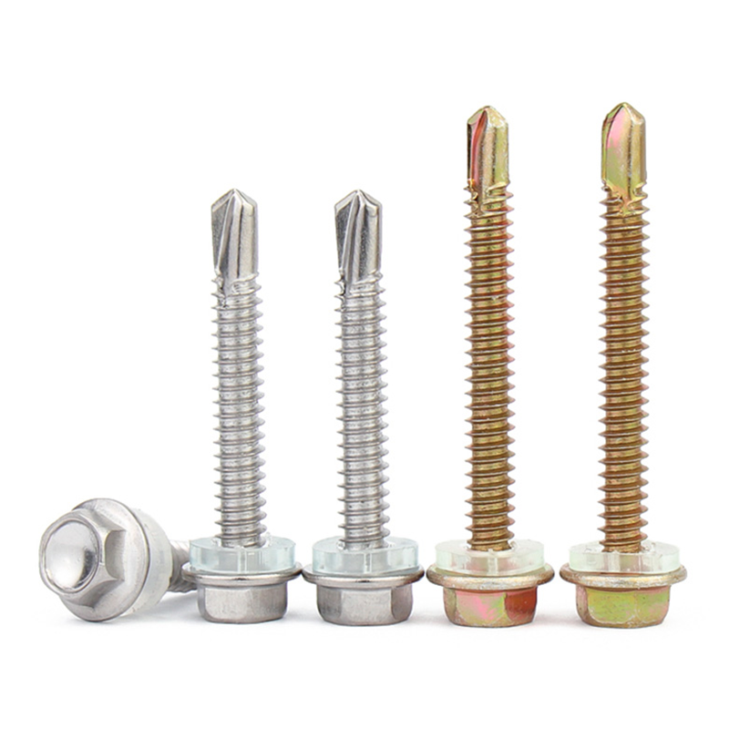 Stainless Steel Hex Head Tek Wood Galvanized Screws Hex Self Drilling Roofing Screws With Rubber Washer